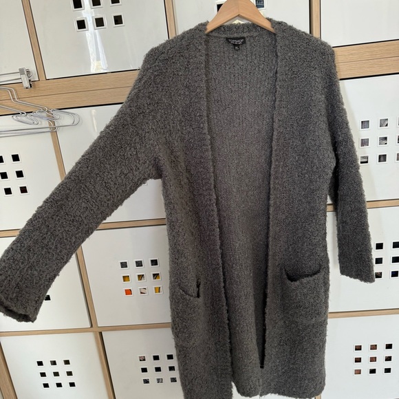 Topshop size 6 long sweater cardigan with pockets gray - Picture 5 of 11